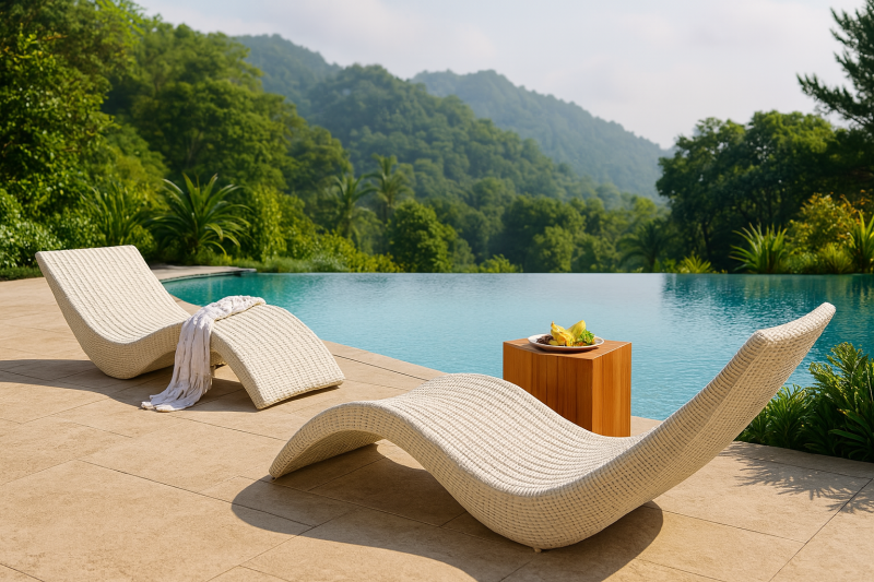 À acheter pour une détente sans compromis : ce bain de soleil en rotin haut de gamme sublimera vos extérieurs avec élégance.