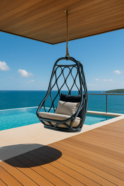 Adoptez l’art de vivre méditerranéen avec ce fauteuil suspendu au design sculptural, pensé pour les plus belles terrasses.