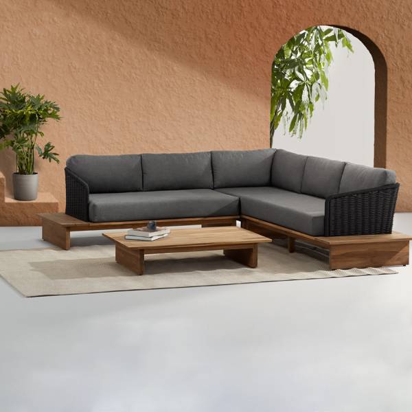 Acheter ce salon d’angle en teck et cordage tressé, c’est choisir l’élégance naturelle et le confort durable pour votre extérieur.