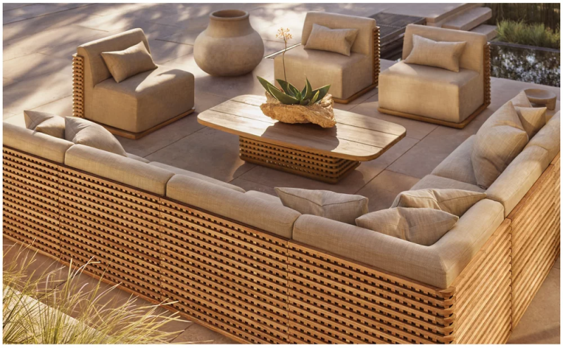 Acheter ce salon de jardin modulable en teck, c’est choisir le parfait équilibre entre élégance, confort et personnalisation pour vos plus beaux espaces extérieurs.