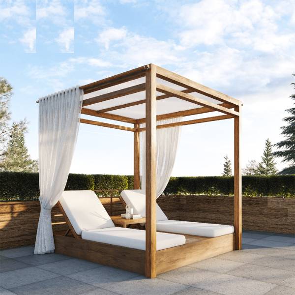 Acheter ce lit d’extérieur en teck, c’est offrir à votre terrasse une pièce unique alliant luxe discret et confort absolu.